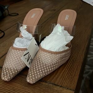 Zara VINYL MESH HEELED Mule